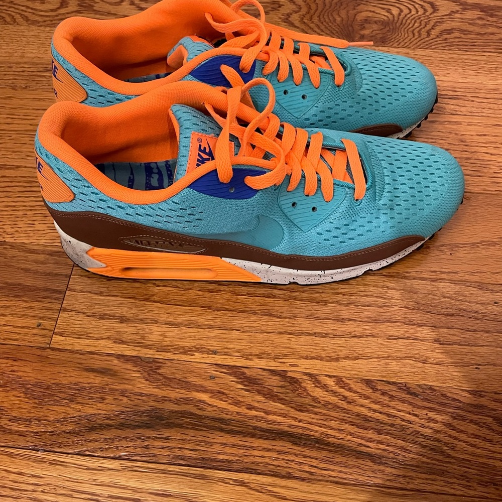 Nike Men's Sneakers - Teal, Orange, and Brown